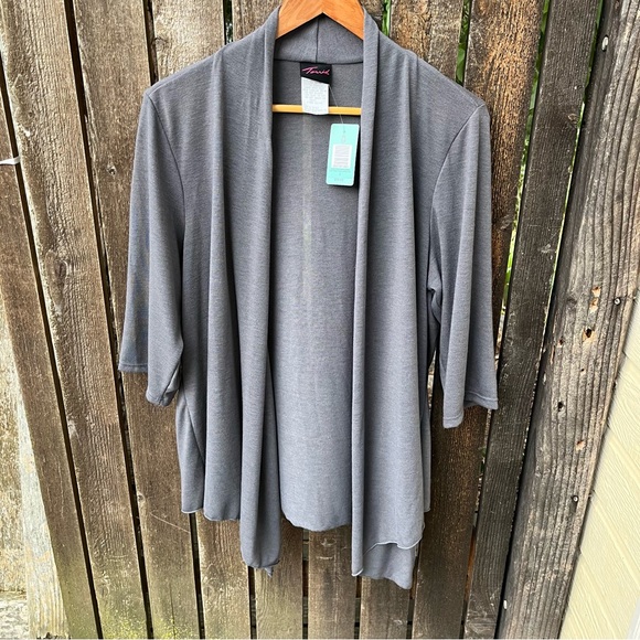 Torrid Gray Open Waterfall Lightweight Knit Sweater Cardigan Sz 2X(Torrid Sz 2) - Picture 6 of 10